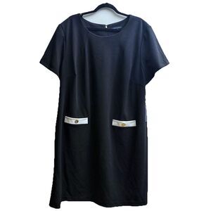 NWT Tommy Hilfiger Black Women's Shift Dress, Size 22W Career Business Work Prep